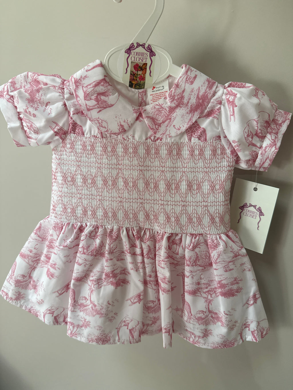 Pink safari smocked dress