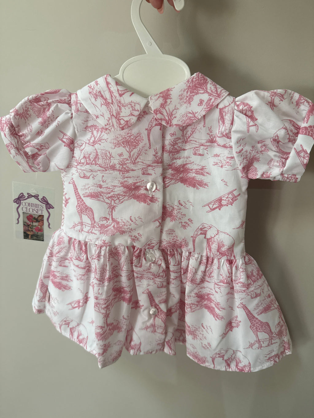 Pink safari smocked dress