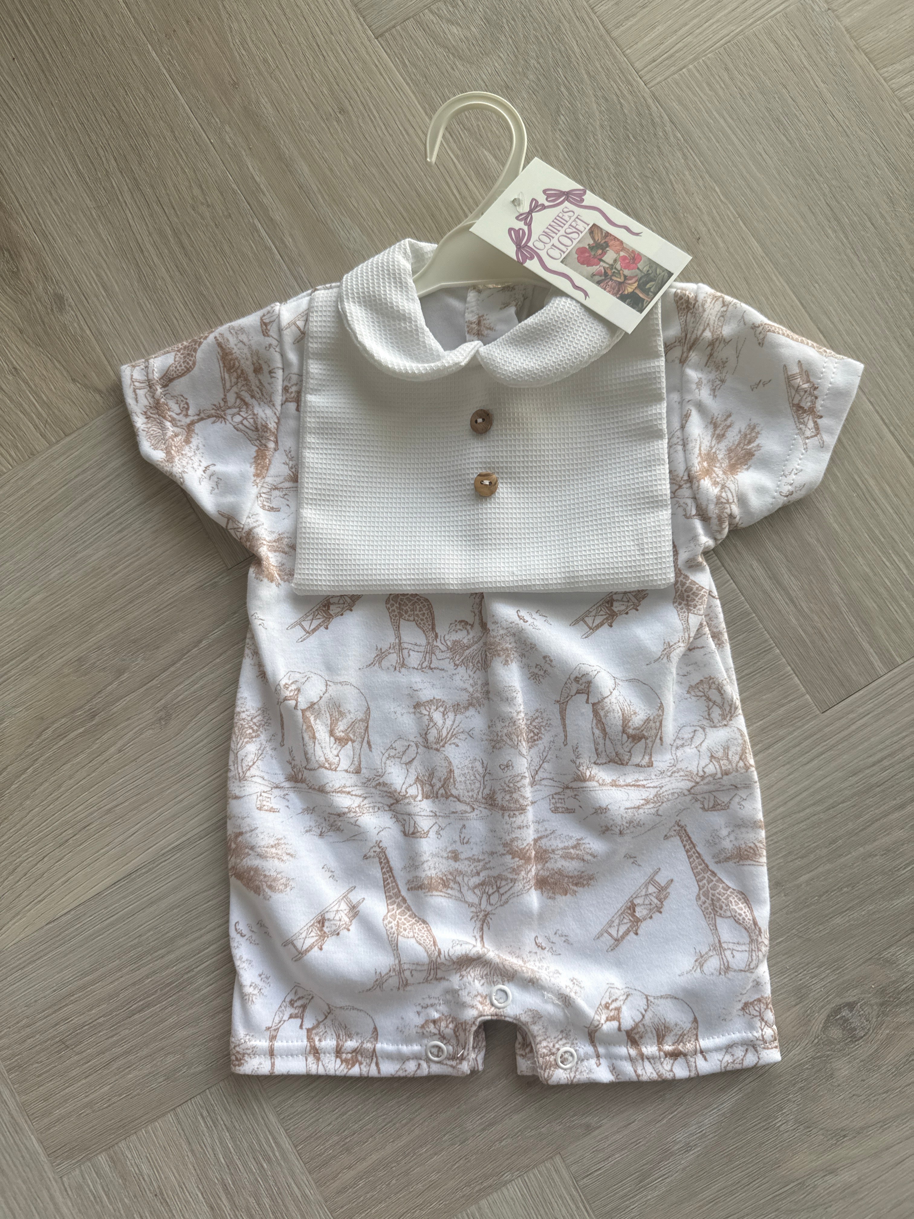 Beige safari short romper