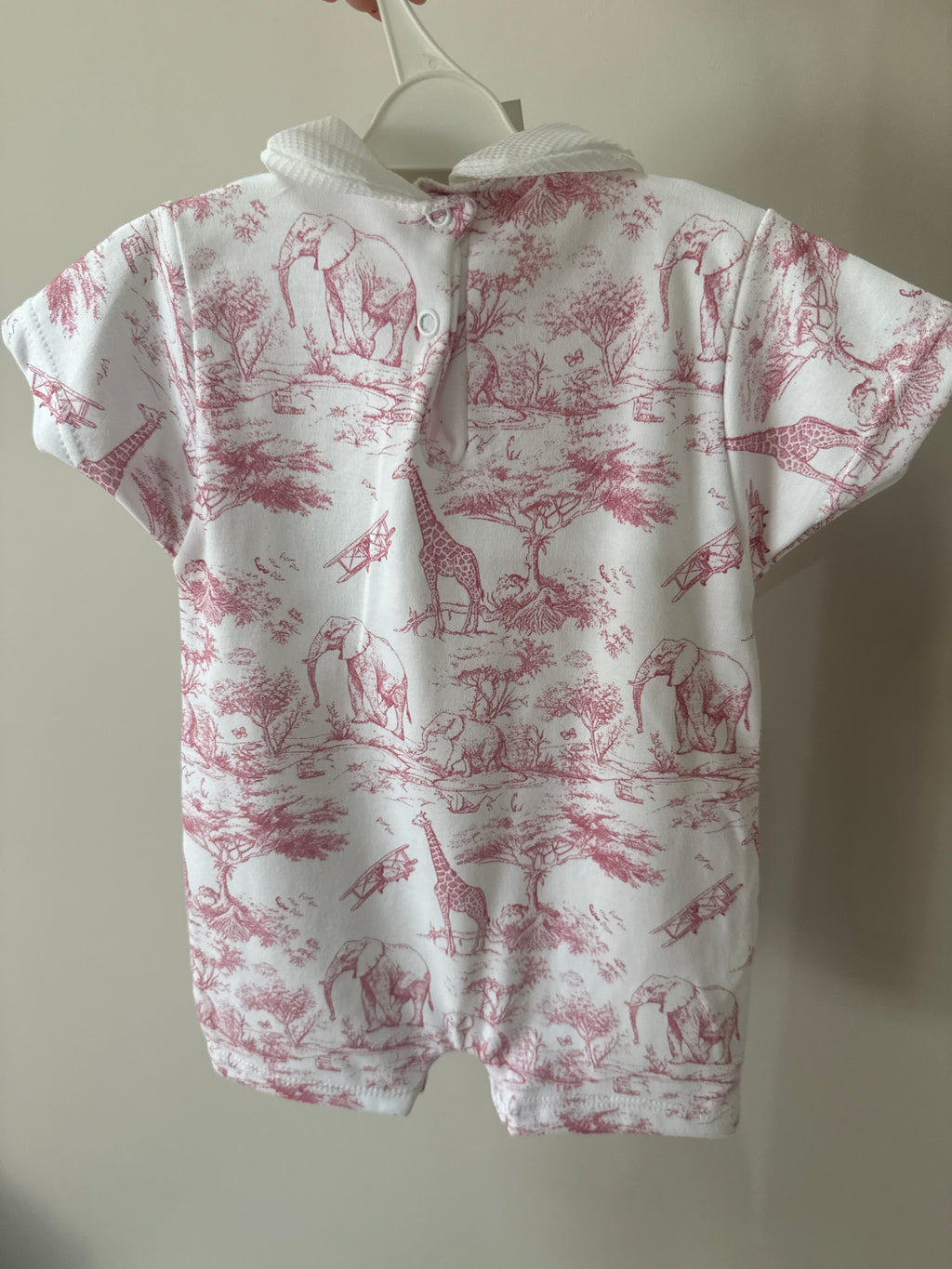 Pink safari bibbed romper