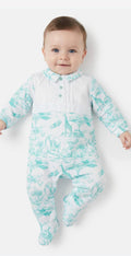 Boys mint safari sleepsuit