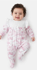 Pink safari velour bibbed sleep suit