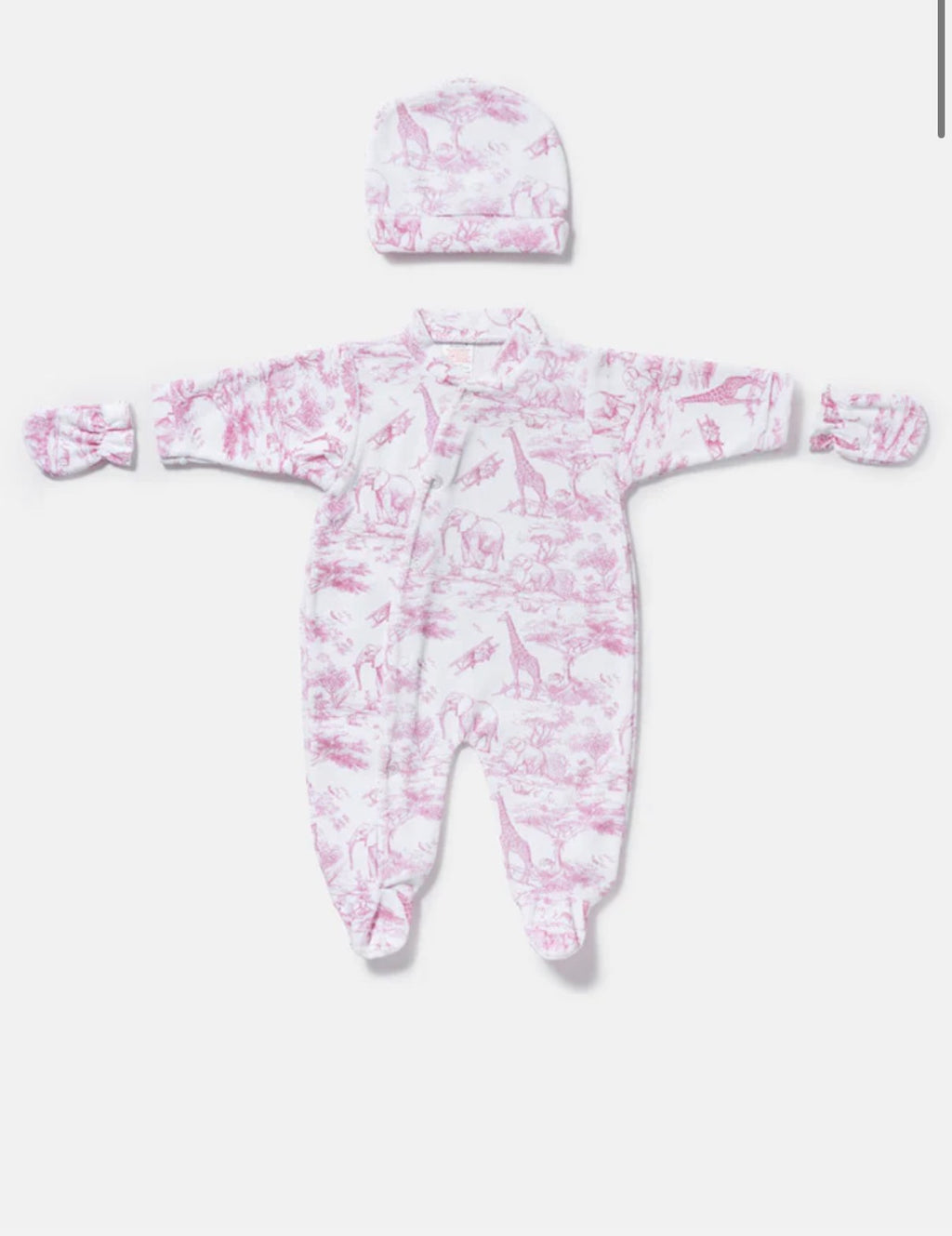 Pink safari 3 peice newborn set