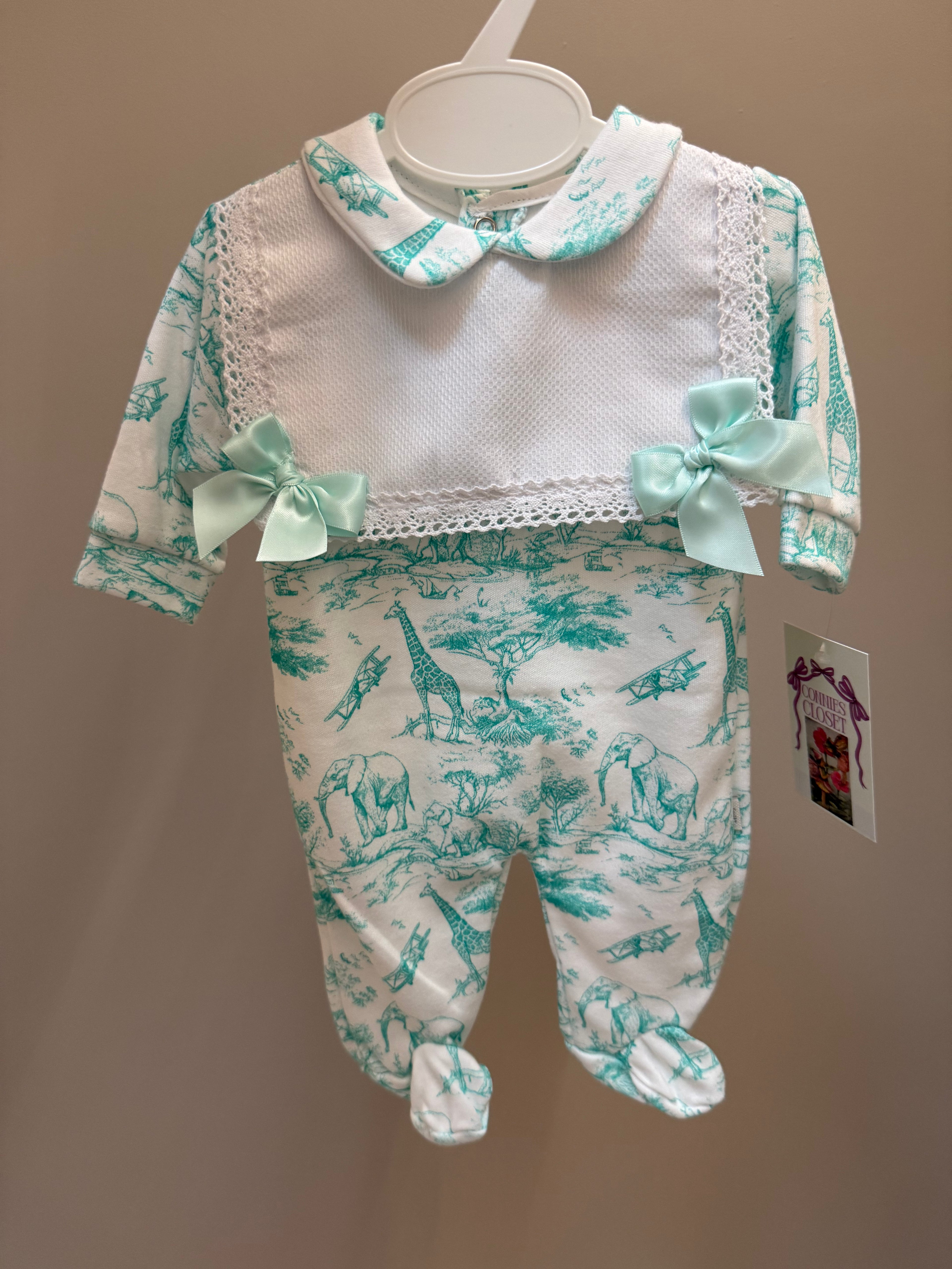 Mint green safari sleep suit
