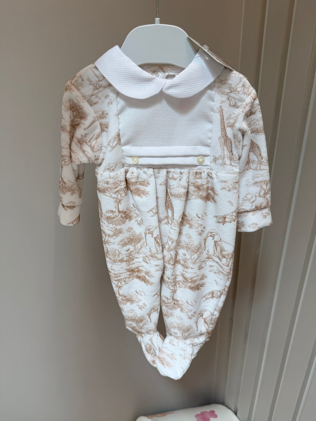 Boys beige safari sleep suit